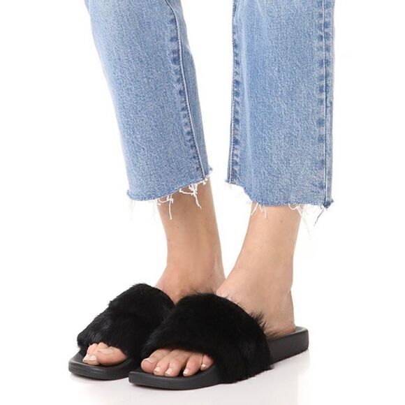 Rebecca Minkoff Shoes - Rebecca Minkoff Luxe Rabbit Fur Slides, SZ 8